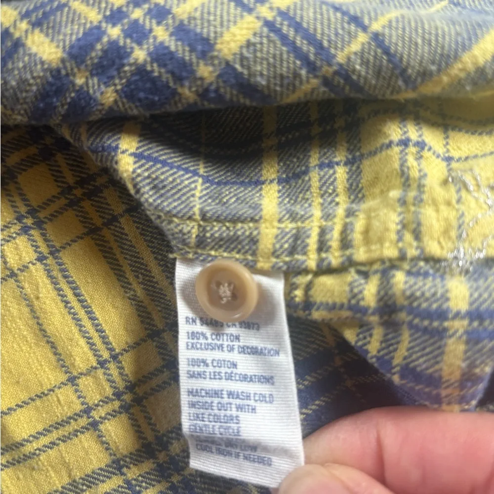 American Eagle Outfitters Yellow and Blue Checkered Shirt Kids size 14 Western